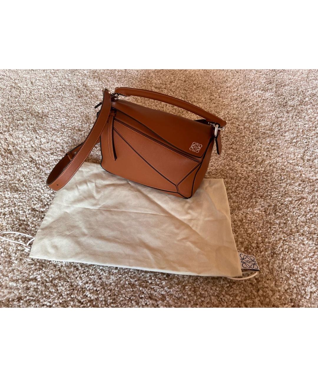 LOEWE Коричневая кожаная сумка через плечо, фото 2