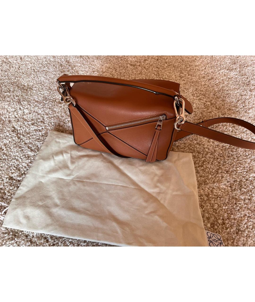 LOEWE Коричневая кожаная сумка через плечо, фото 3