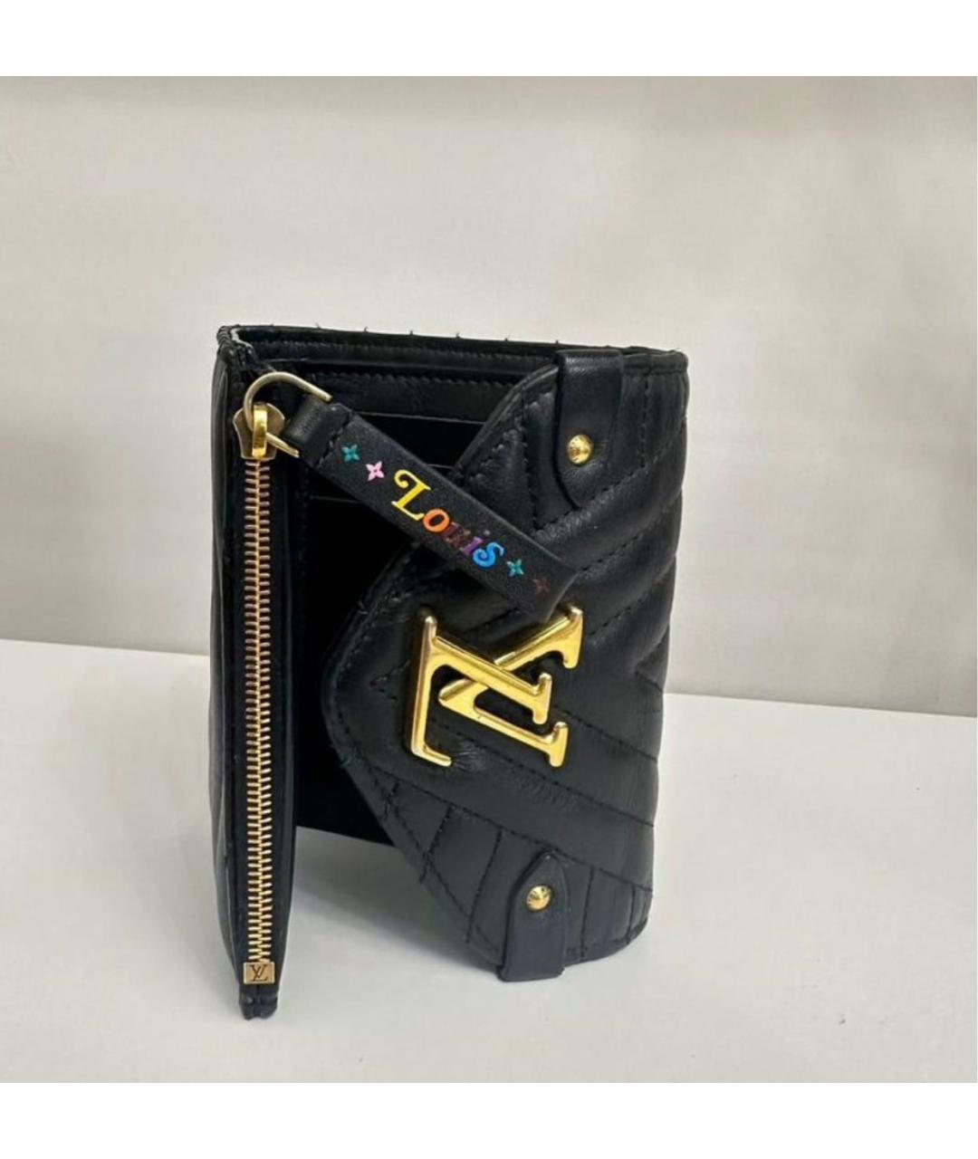 LOUIS VUITTON Черный кожаный кошелек, фото 3