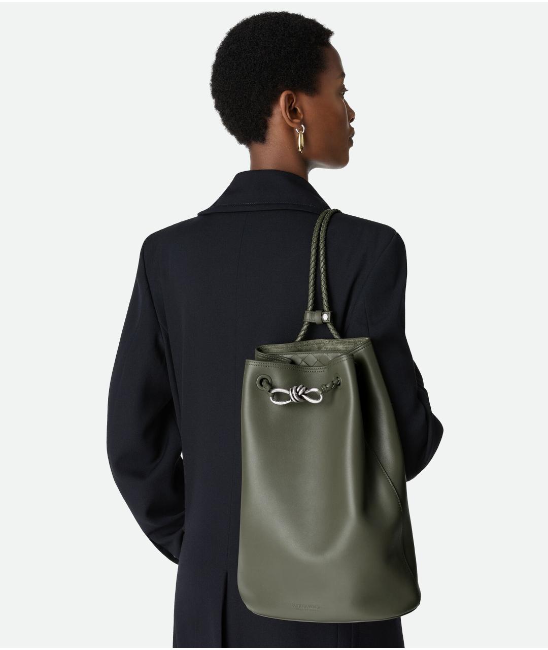 BOTTEGA VENETA Зеленый кожаный рюкзак, фото 2