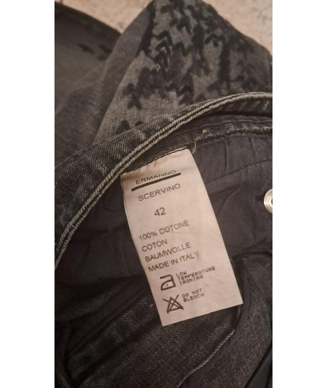 ERMANNO SCERVINO Антрацитовые хлопковые прямые джинсы, фото 4