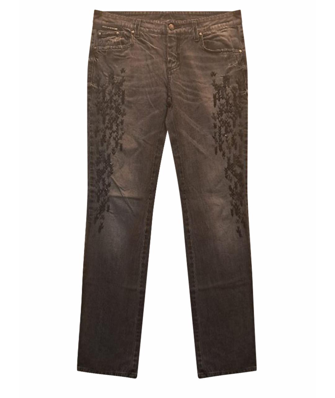 ERMANNO SCERVINO Антрацитовые хлопковые прямые джинсы, фото 1