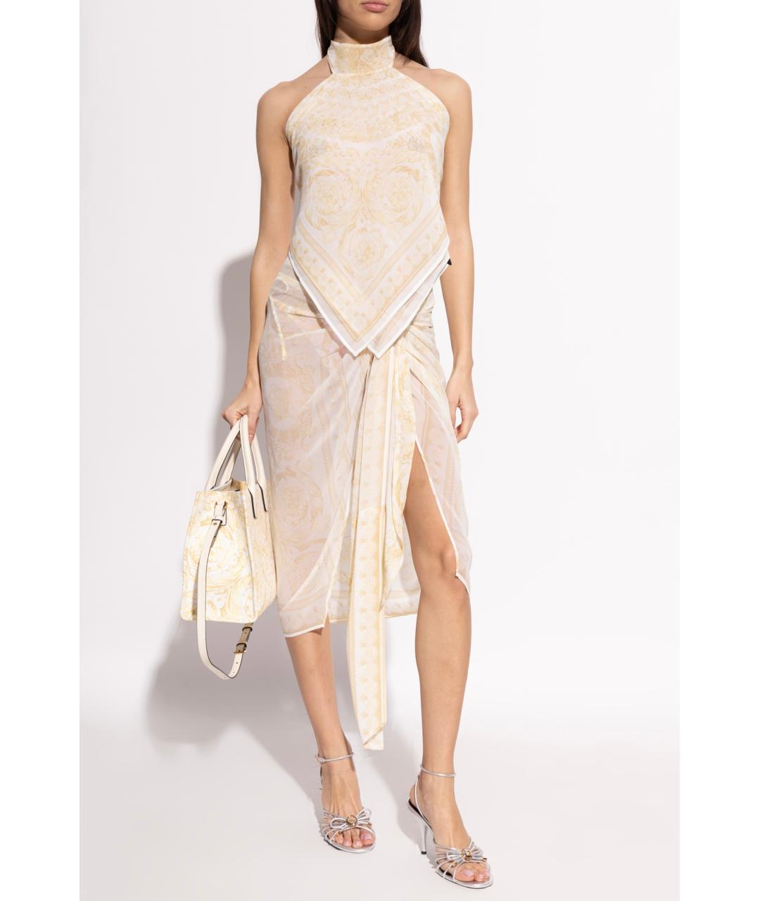 VERSACE Серебряные кожаные босоножки, фото 7