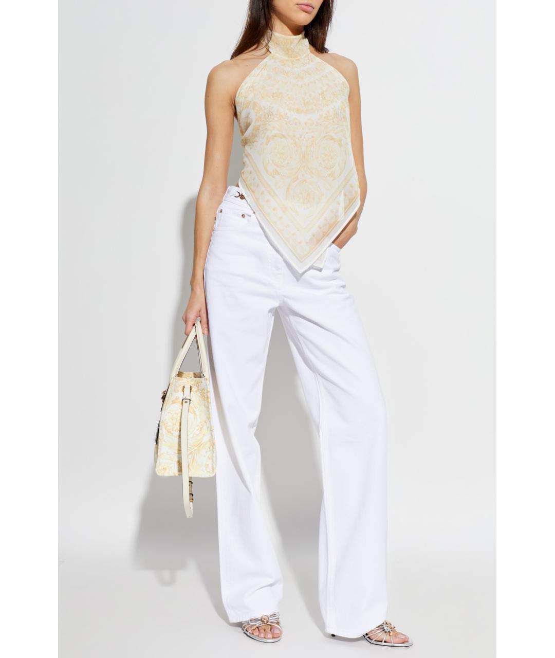 VERSACE Серебряные кожаные босоножки, фото 8