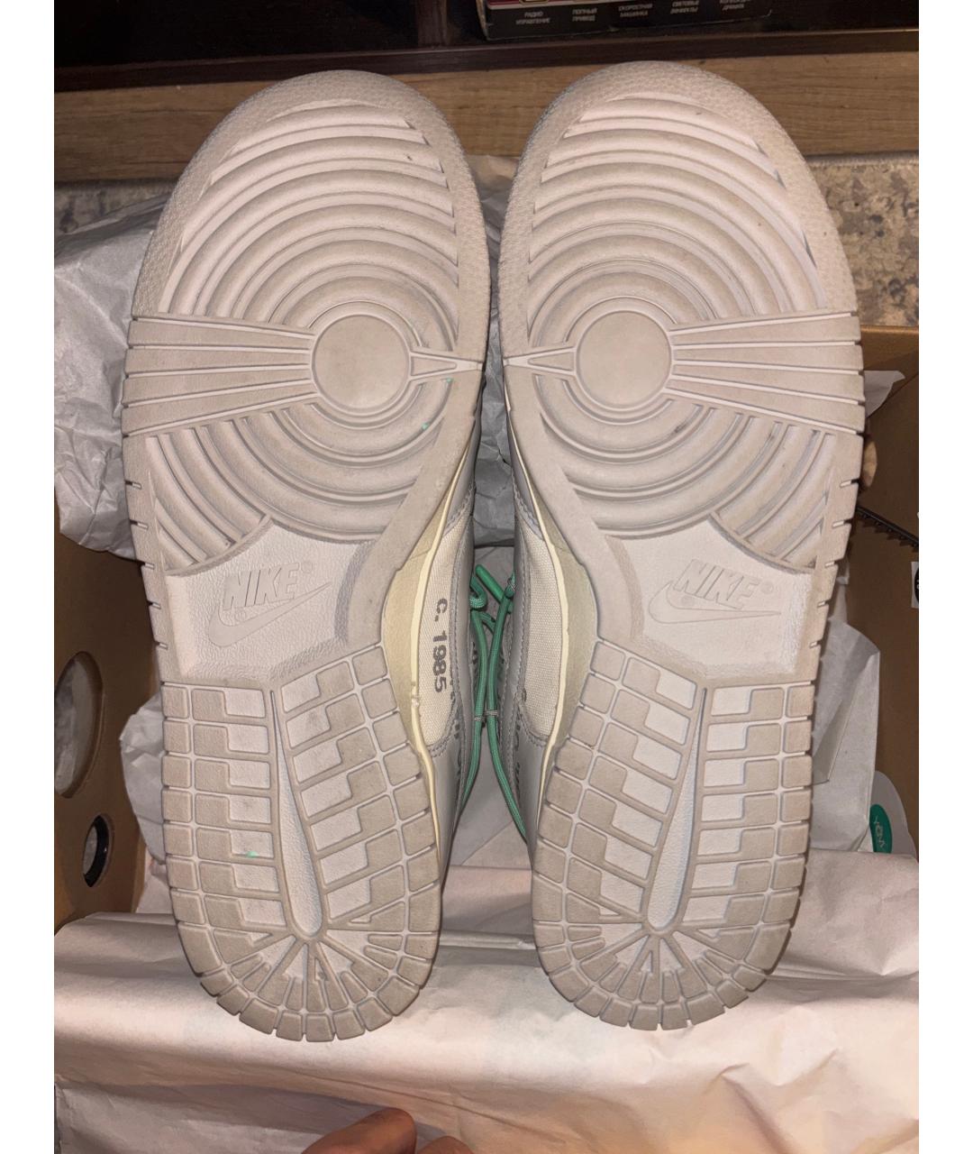 NIKE X OFF-WHITE Бирюзовые кожаные низкие кроссовки / кеды, фото 5