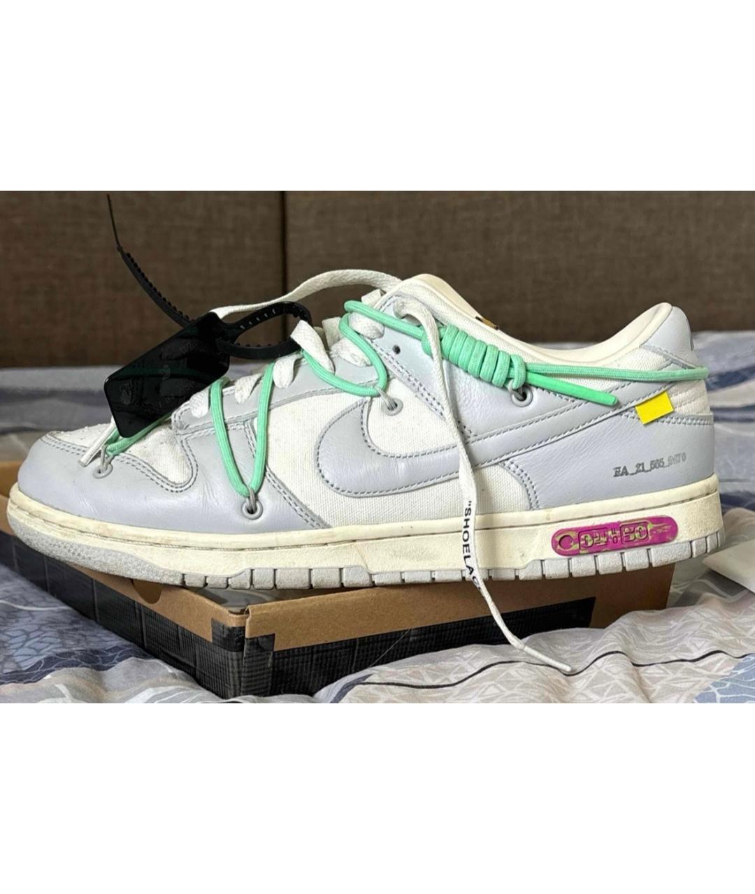 NIKE X OFF-WHITE Бирюзовые кожаные низкие кроссовки / кеды, фото 6