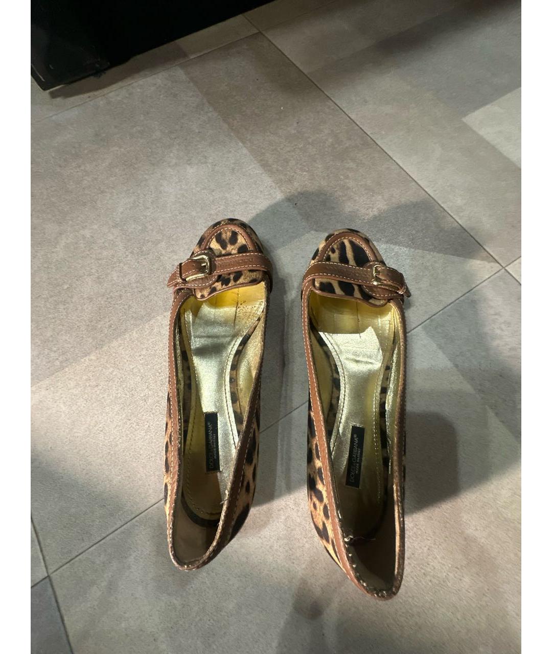 DOLCE&GABBANA Коричневые текстильные балетки, фото 3