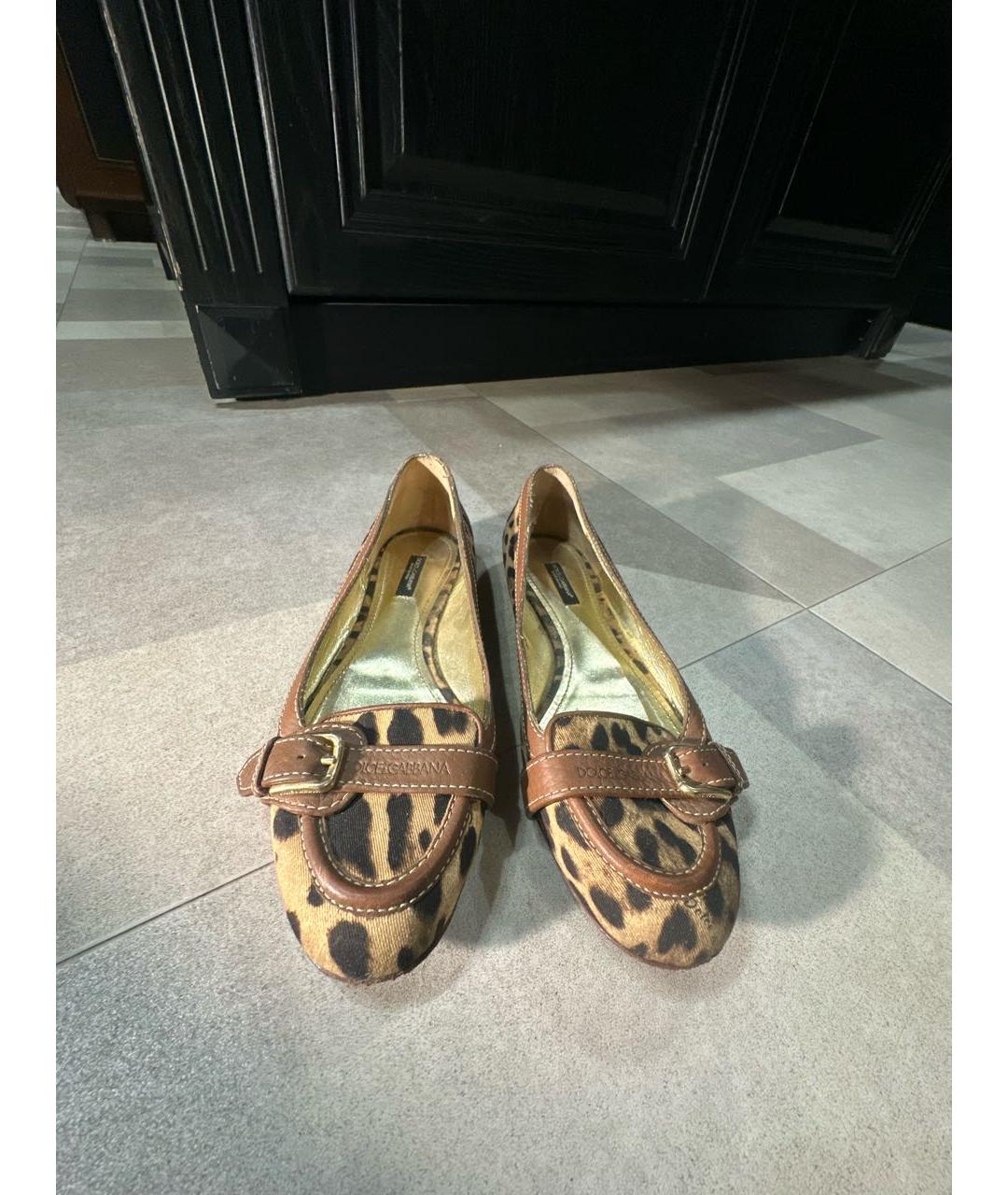 DOLCE&GABBANA Коричневые текстильные балетки, фото 2