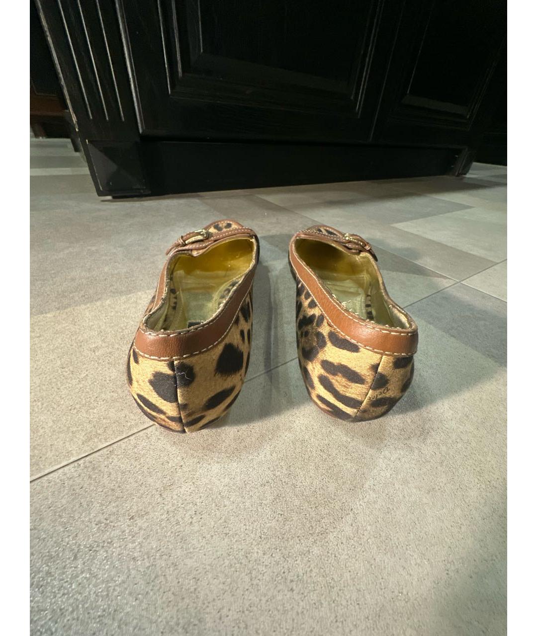 DOLCE&GABBANA Коричневые текстильные балетки, фото 4