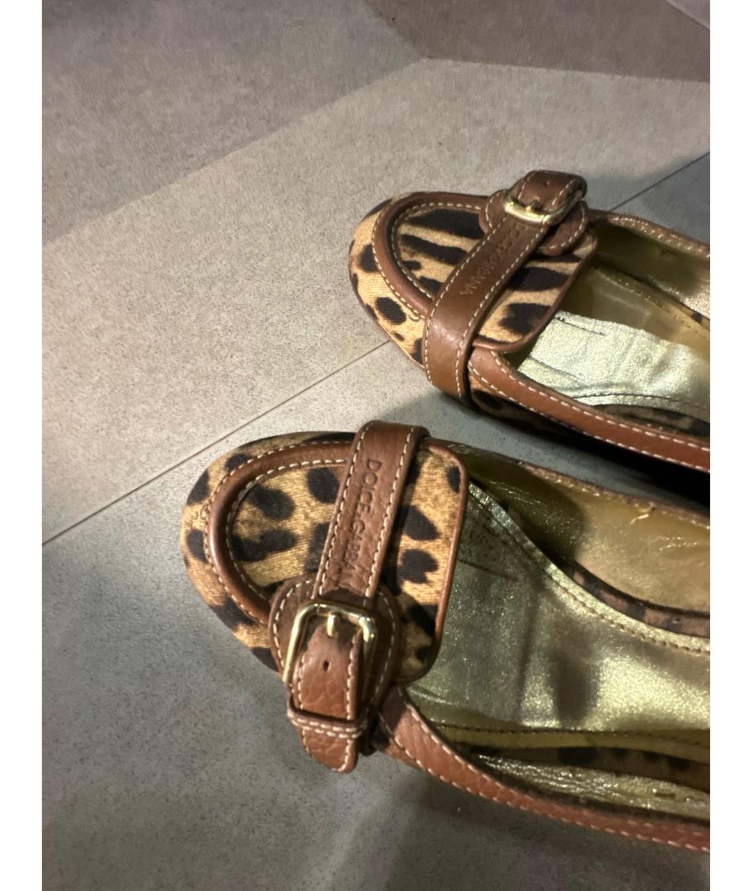 DOLCE&GABBANA Коричневые текстильные балетки, фото 5