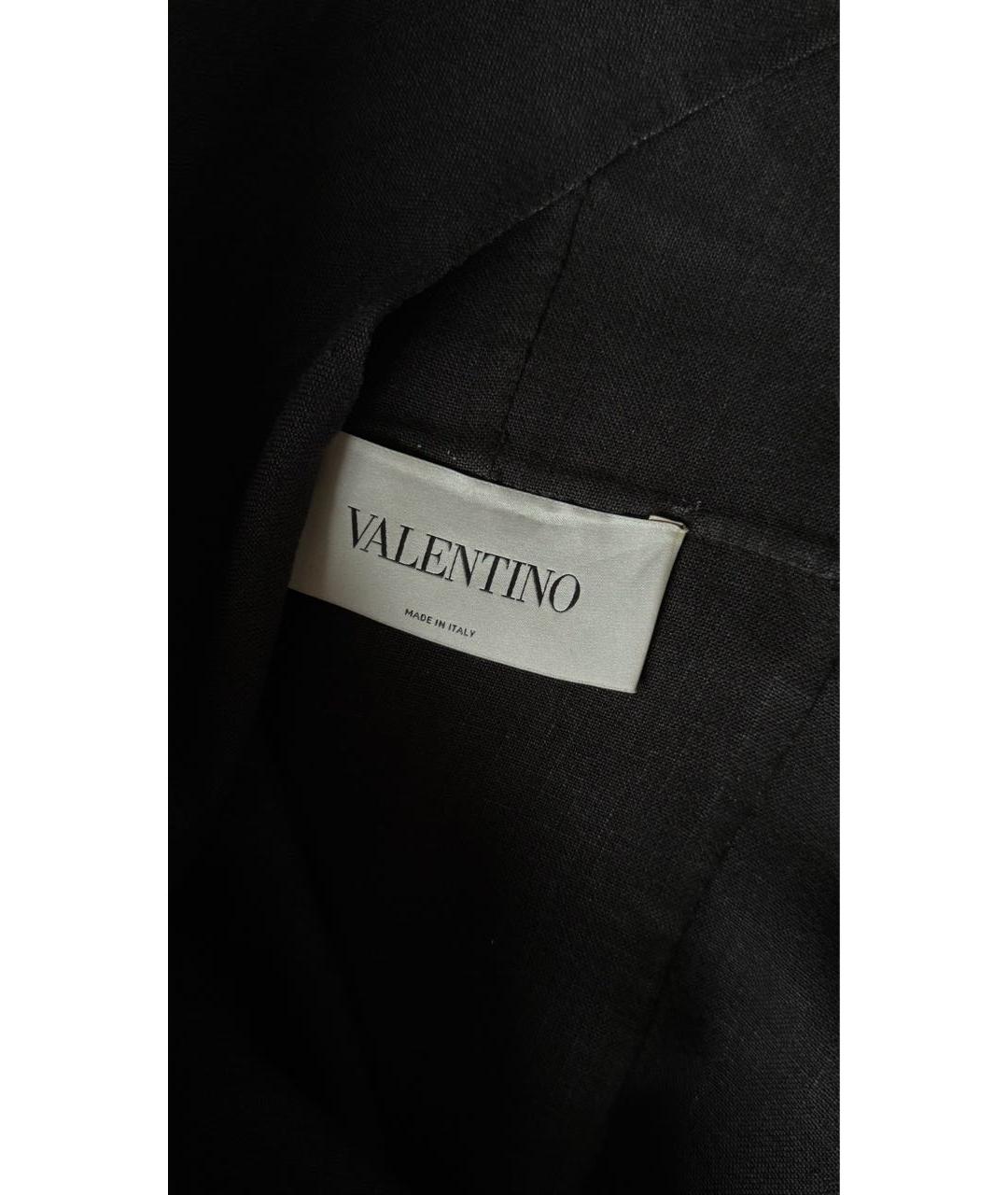 VALENTINO Черное льняное повседневное платье, фото 3
