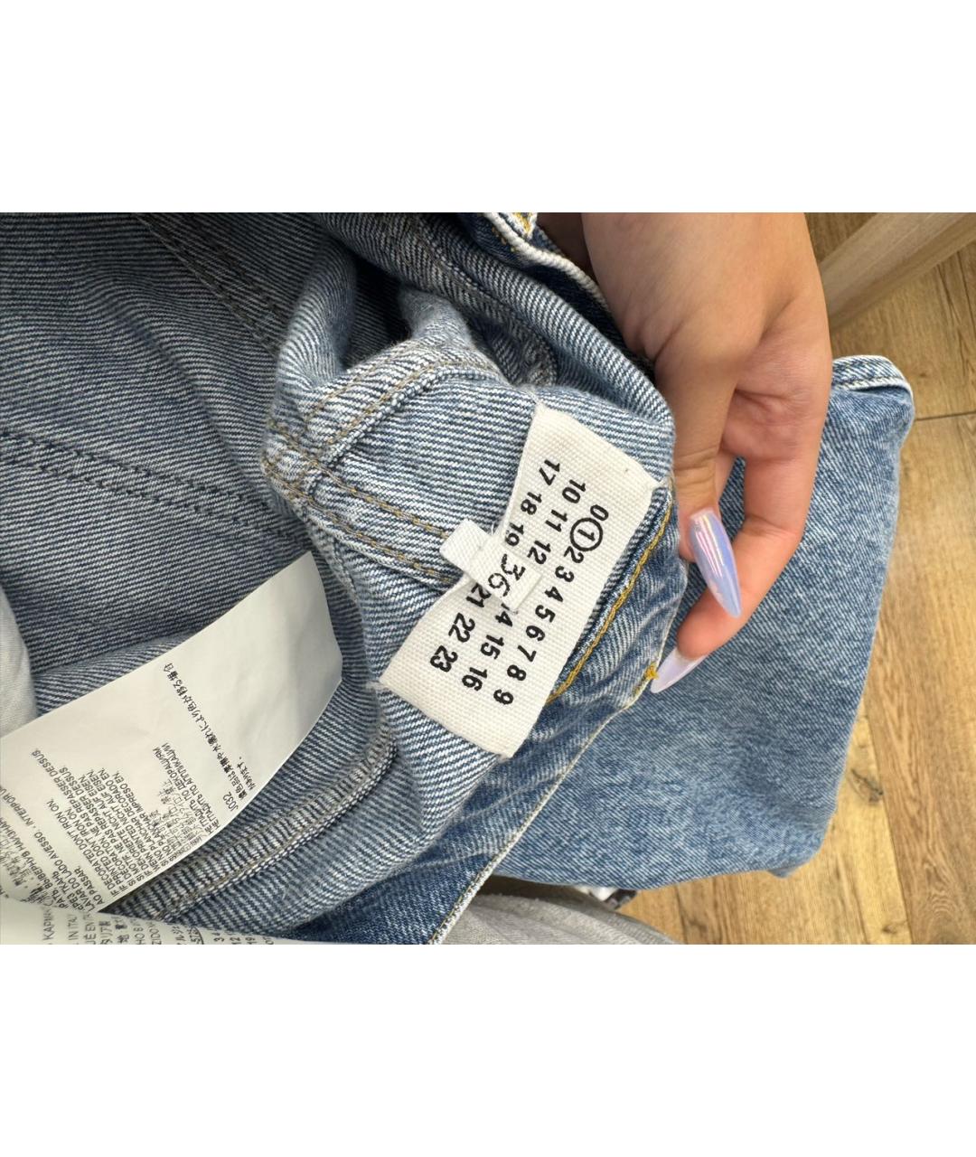 MAISON MARGIELA Голубые хлопковые прямые джинсы, фото 4