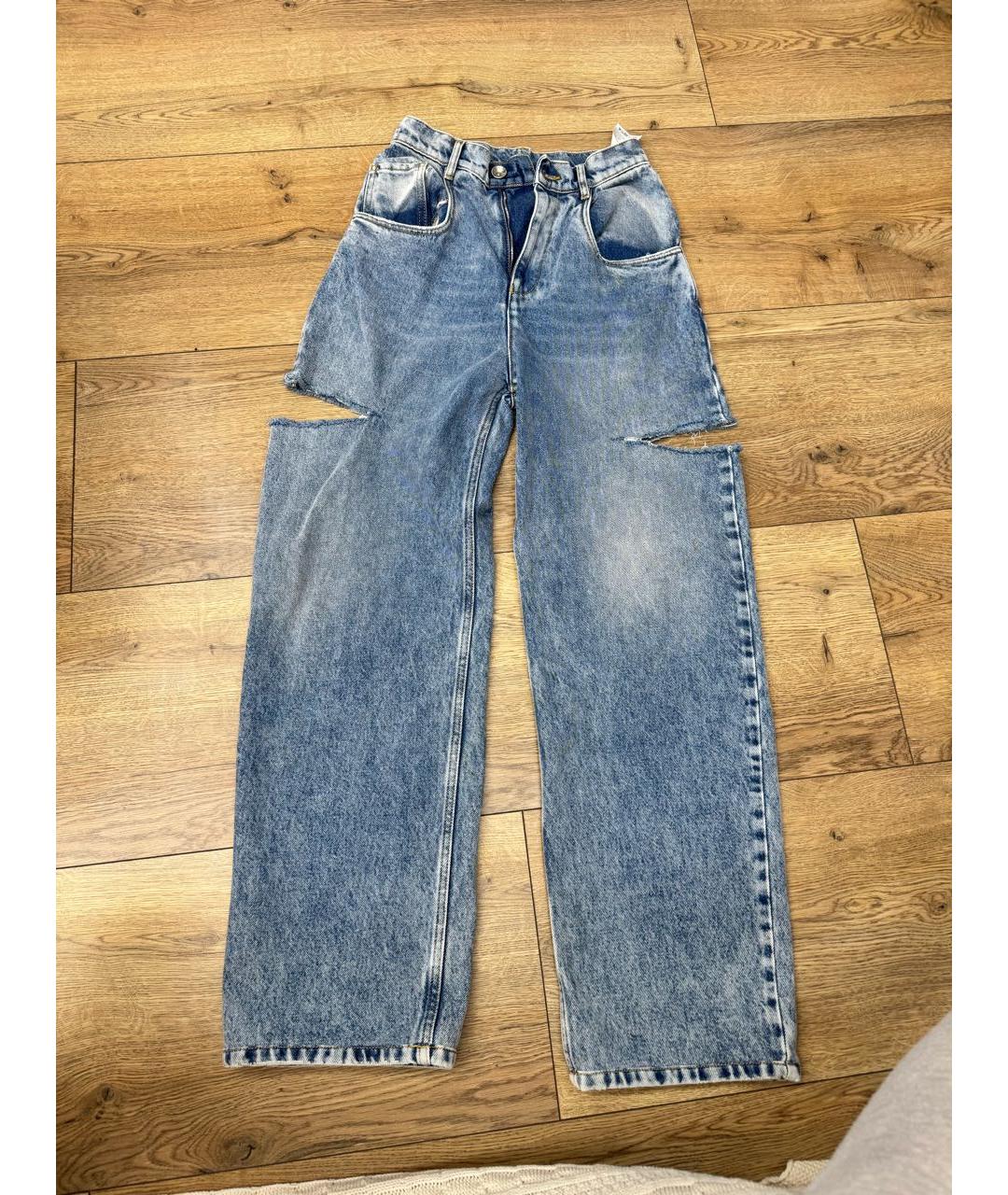 MAISON MARGIELA Голубые хлопковые прямые джинсы, фото 5