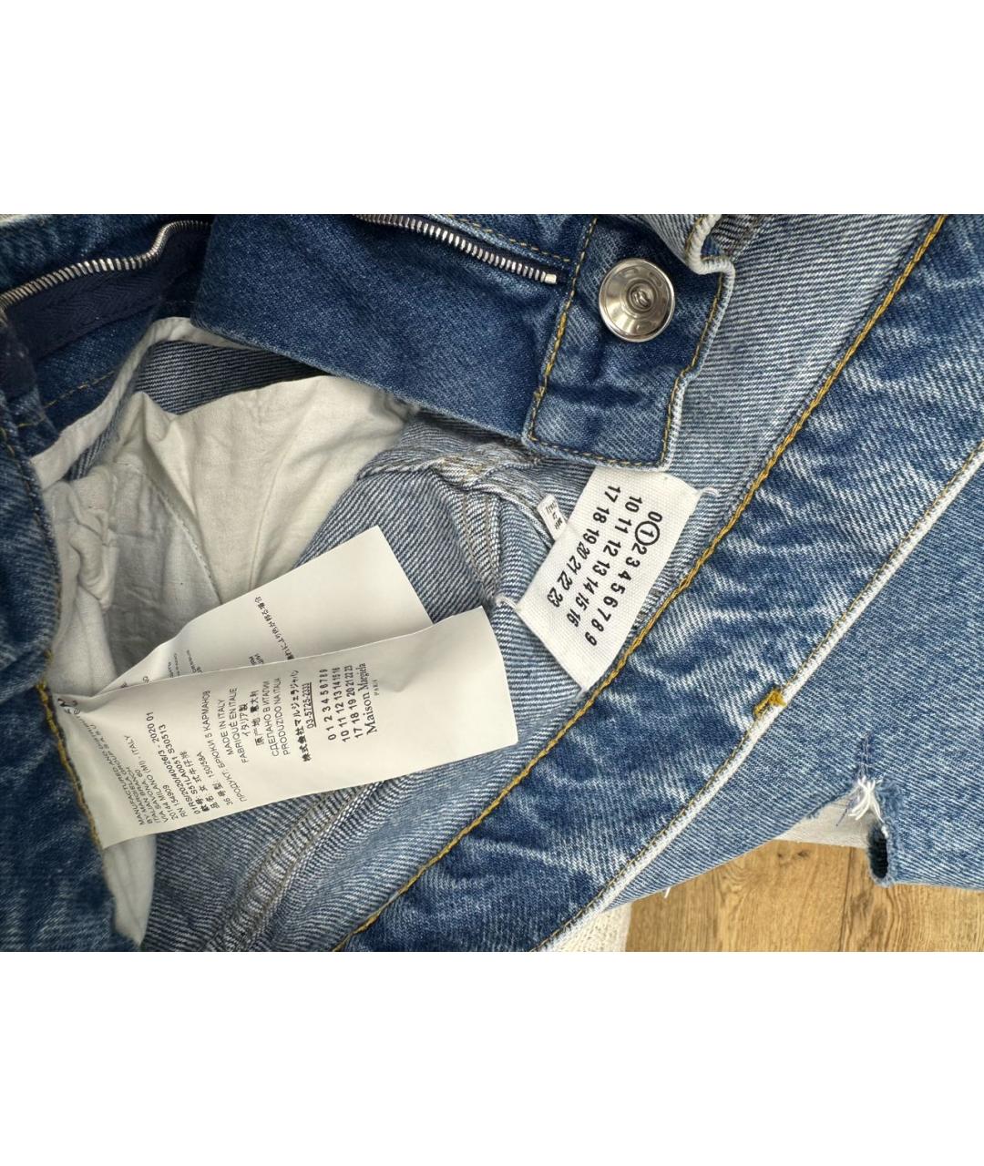 MAISON MARGIELA Голубые хлопковые прямые джинсы, фото 3