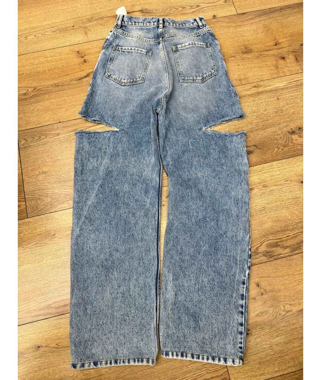 MAISON MARGIELA Голубые хлопковые прямые джинсы, фото 2