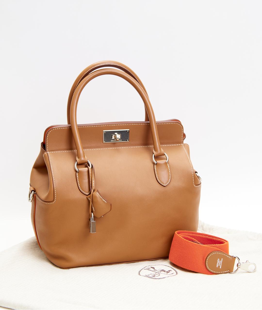 HERMES Коричневая кожаная сумка тоут, фото 4