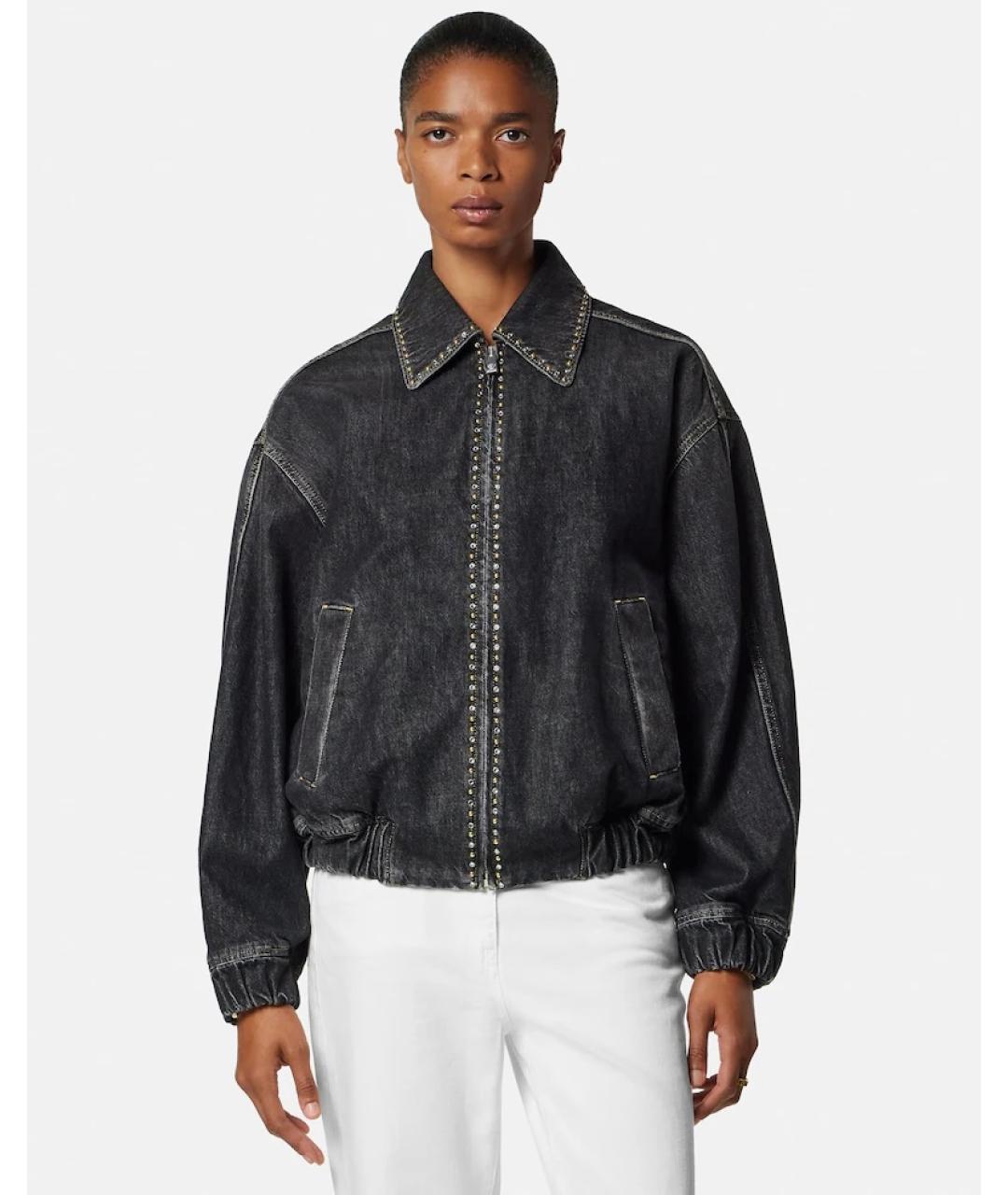 VERSACE Черная хлопковая куртка, фото 8