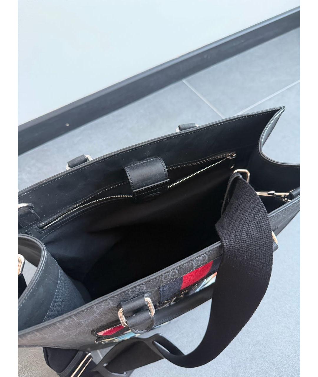 GUCCI Черная кожаная сумка тоут, фото 4
