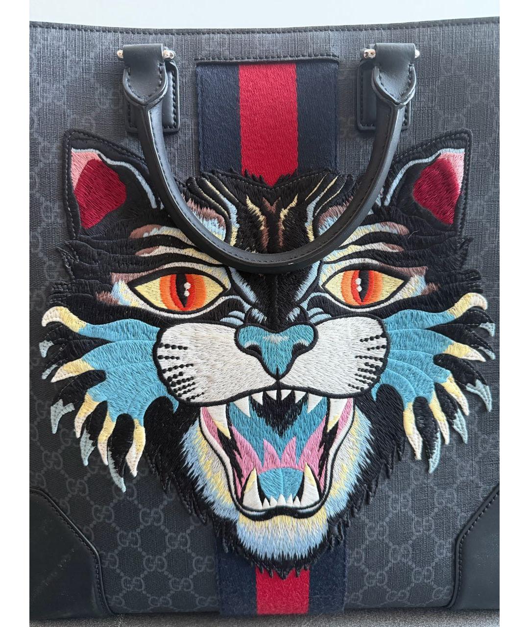 GUCCI Черная кожаная сумка тоут, фото 2