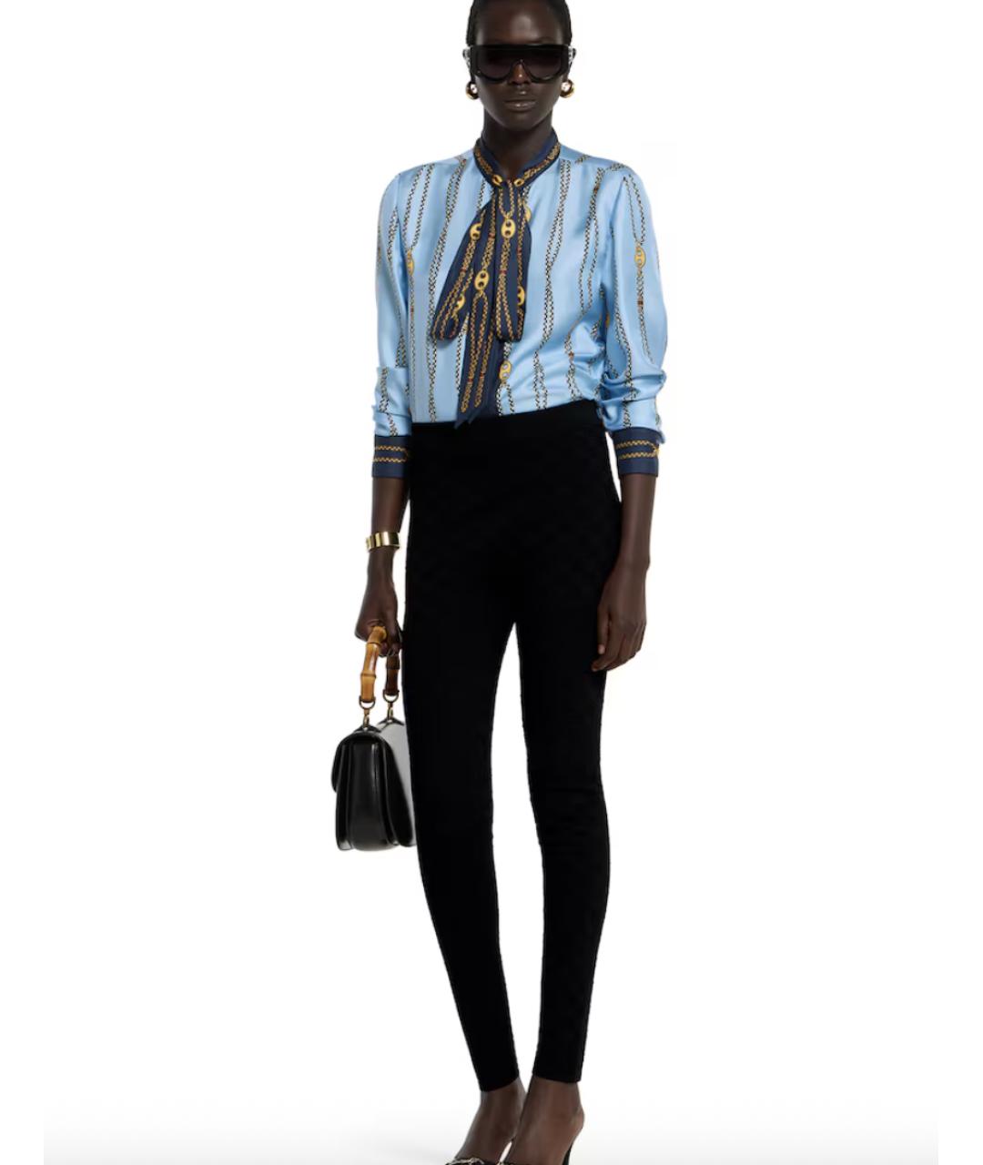 GUCCI Голубая шелковая рубашка, фото 4