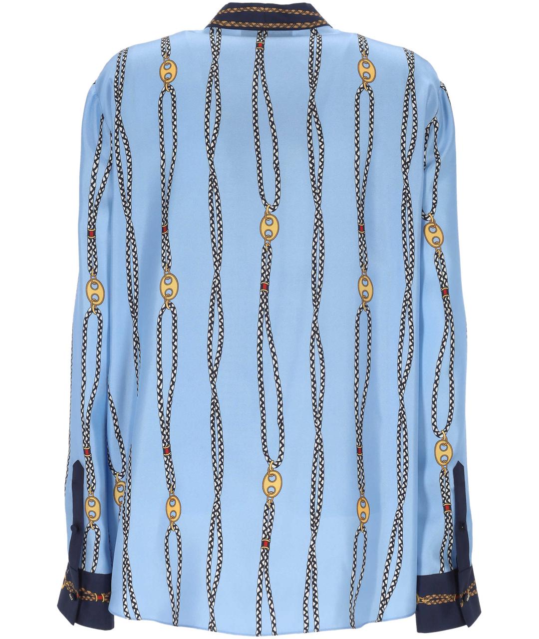 GUCCI Голубая шелковая рубашка, фото 3
