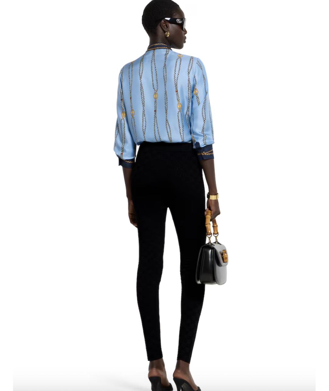 GUCCI Голубая шелковая рубашка, фото 6