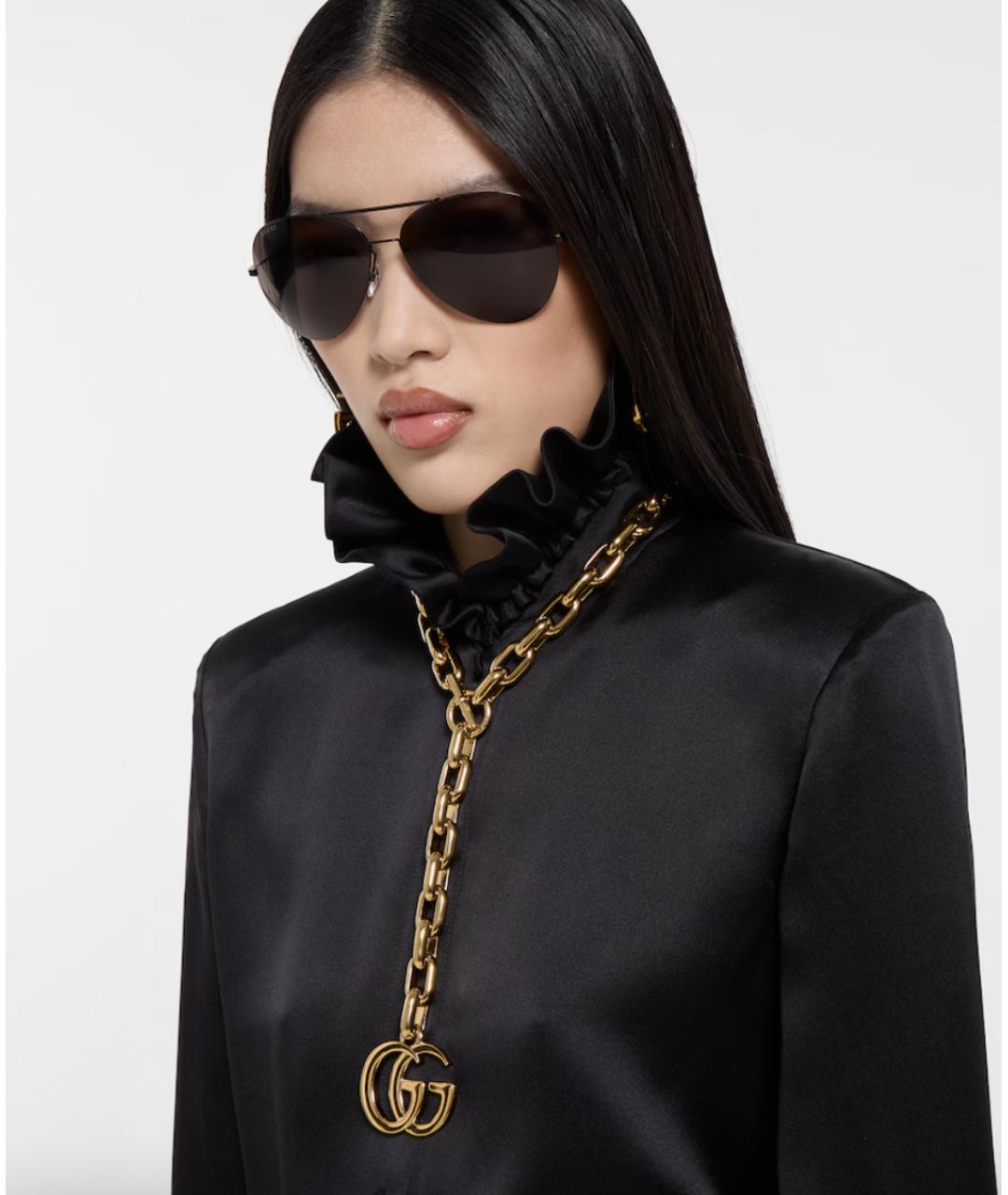 GUCCI Черная шелковая блузы, фото 7