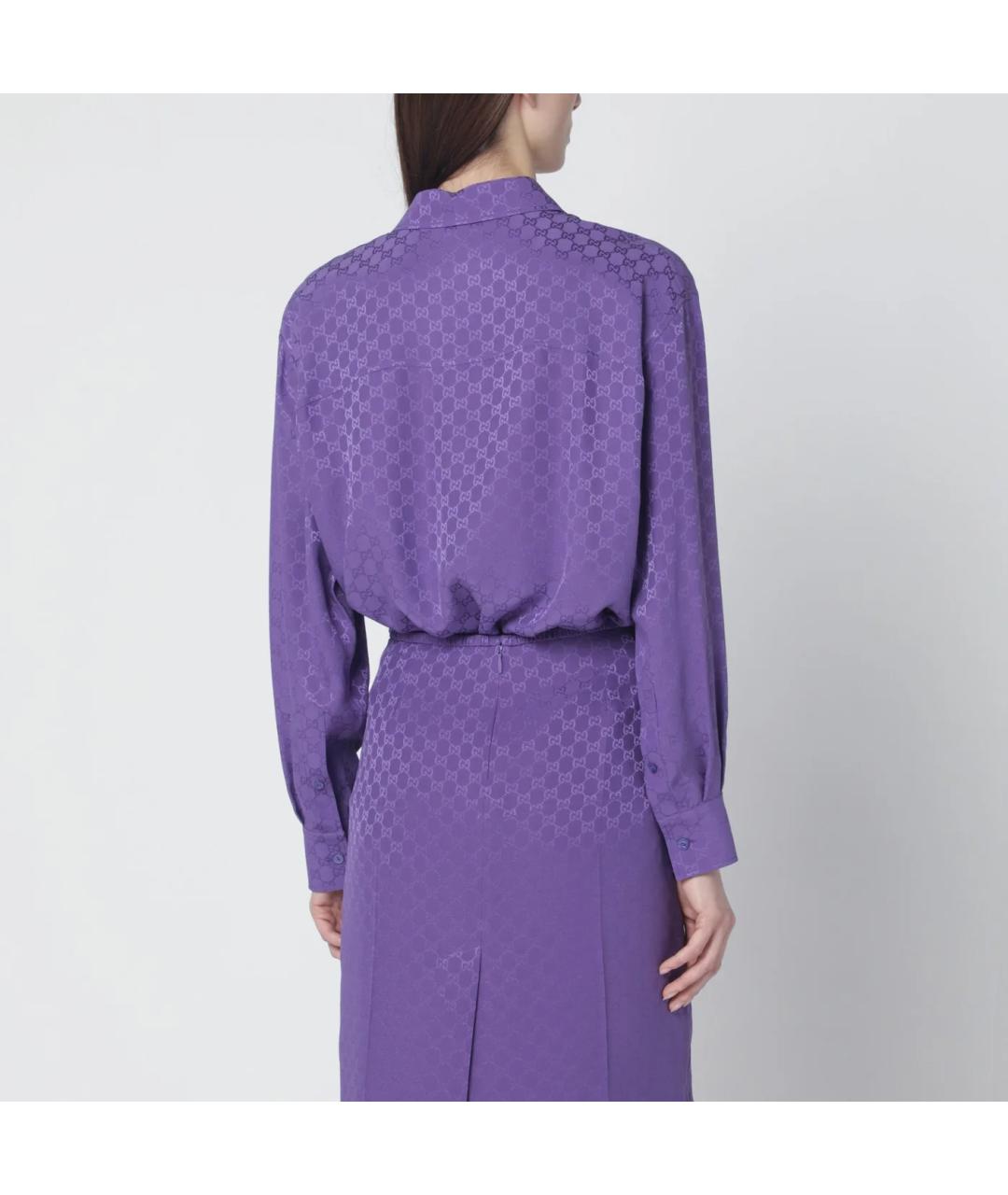GUCCI Фиолетовая шелковая рубашка, фото 6