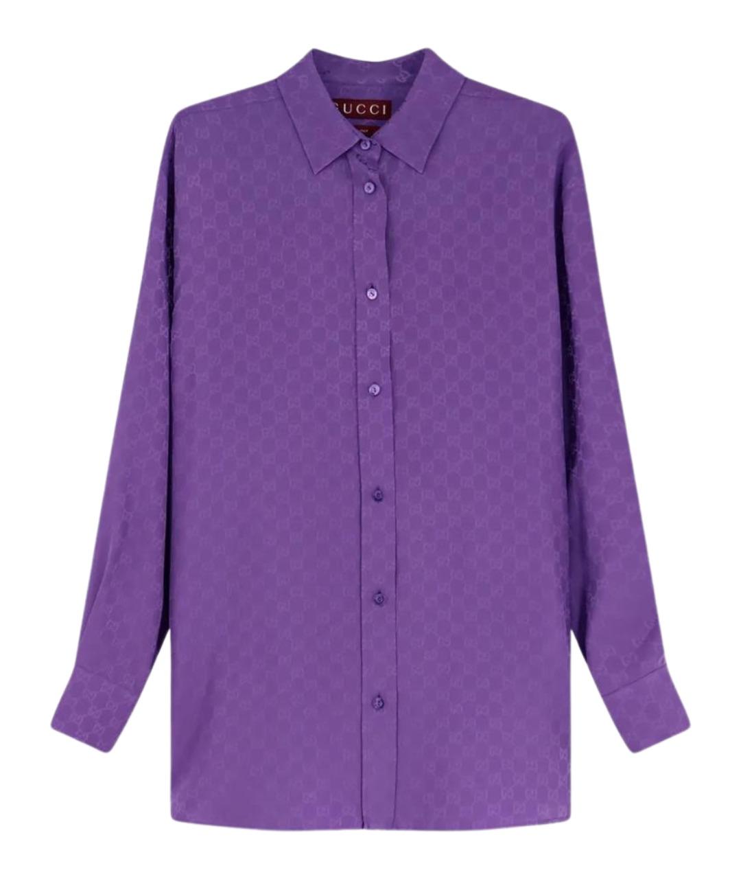 GUCCI Фиолетовая шелковая рубашка, фото 1