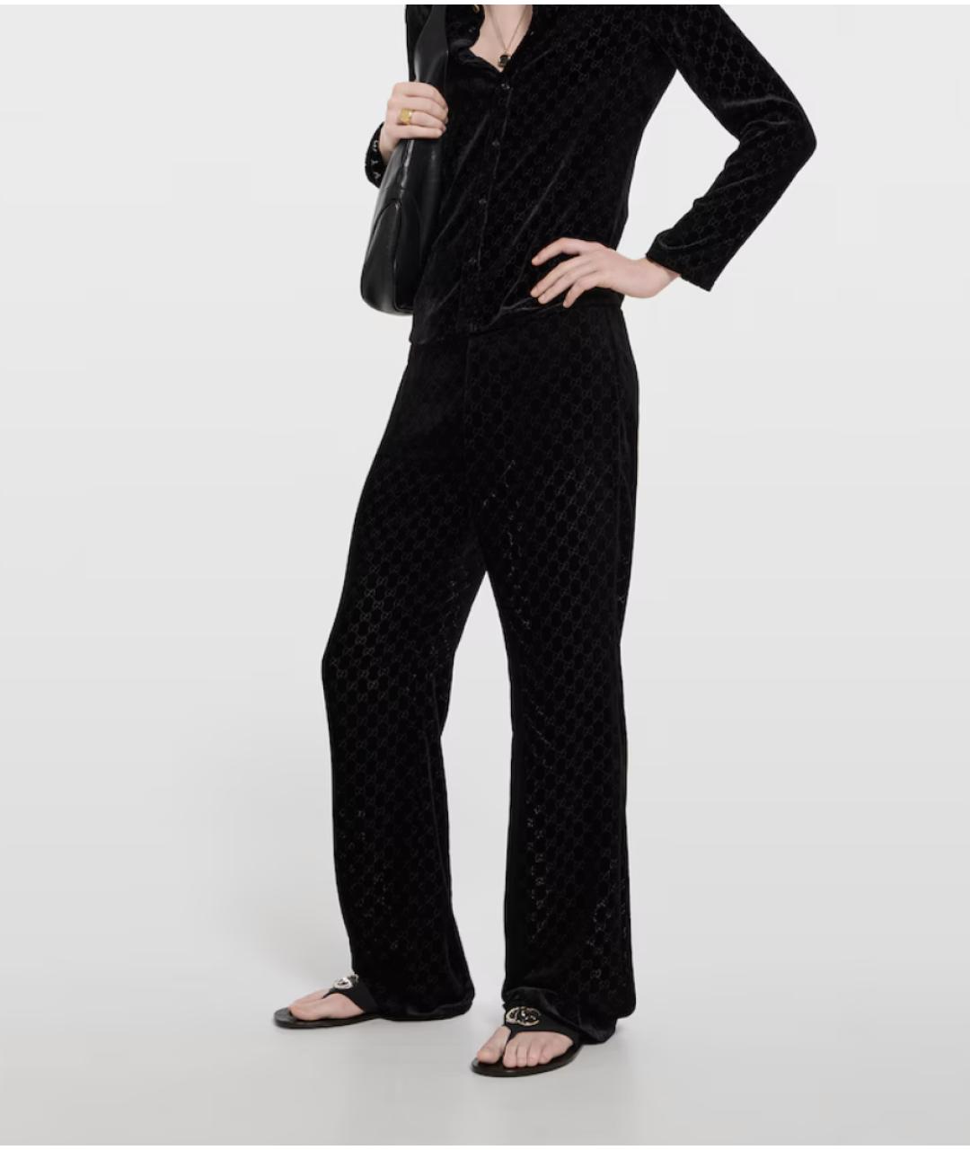 GUCCI Черные вискозные повседневные брюки, фото 3