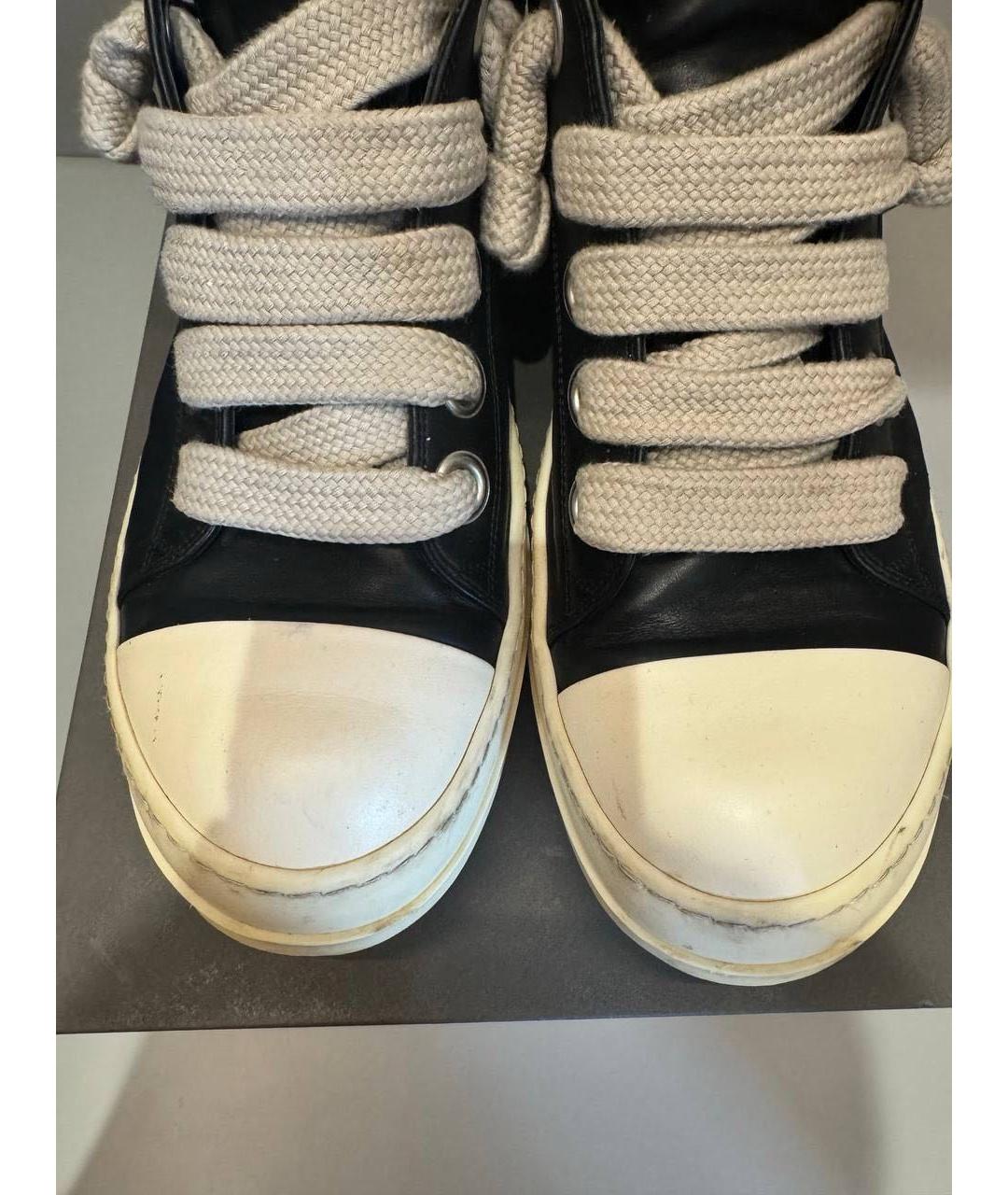 RICK OWENS Черные кожаные низкие кроссовки / кеды, фото 2