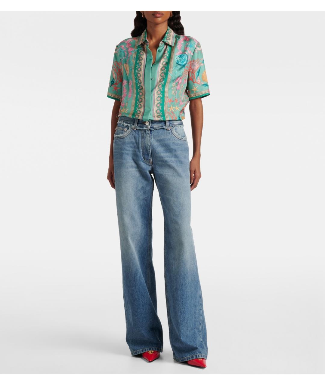 VERSACE Синие хлопковые джинсы клеш, фото 4