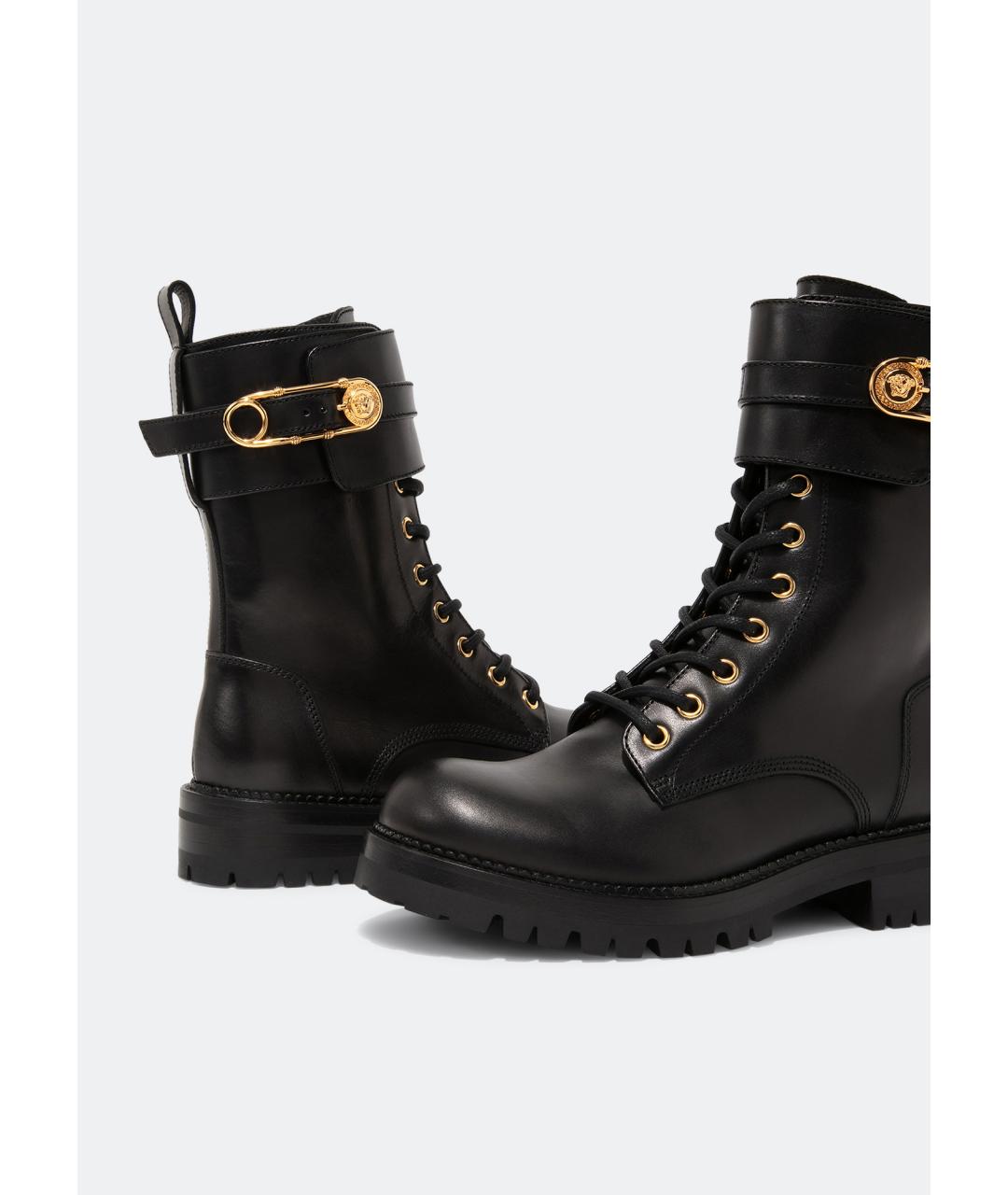 VERSACE Черные кожаные ботинки, фото 2