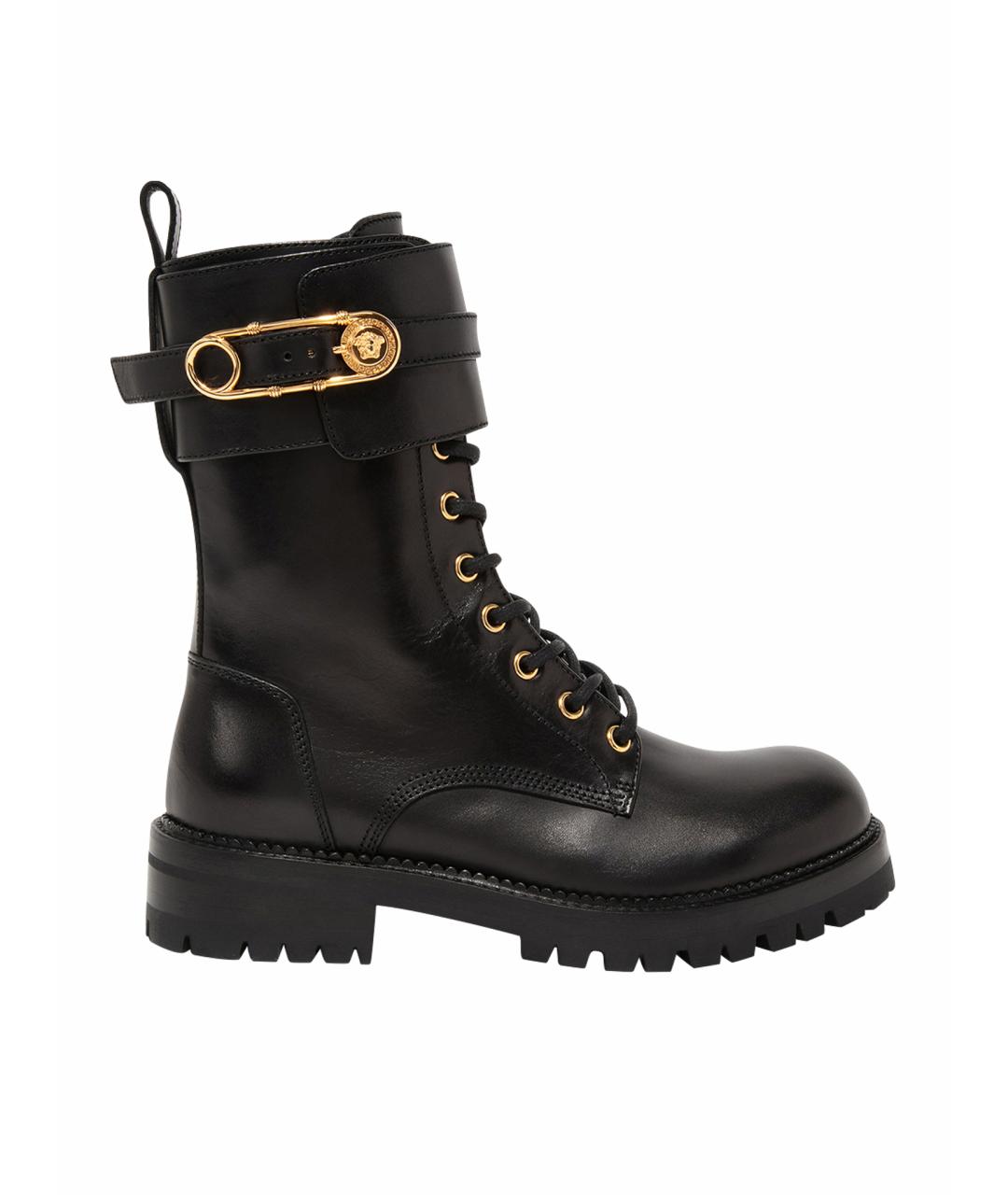 VERSACE Черные кожаные ботинки, фото 7
