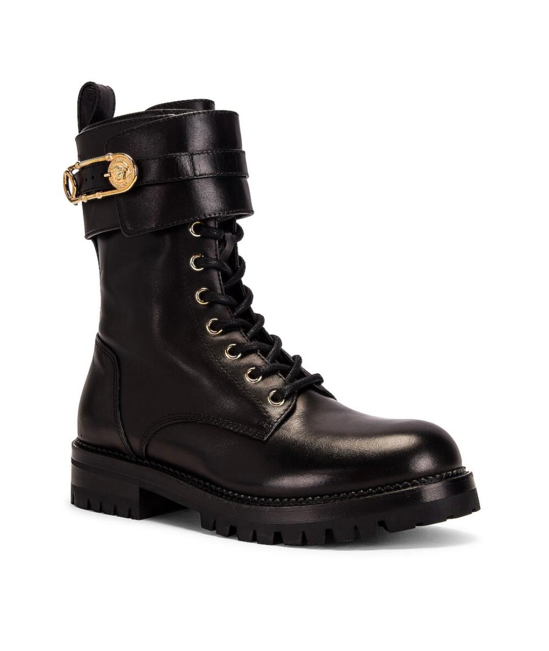 VERSACE Черные кожаные ботинки, фото 3