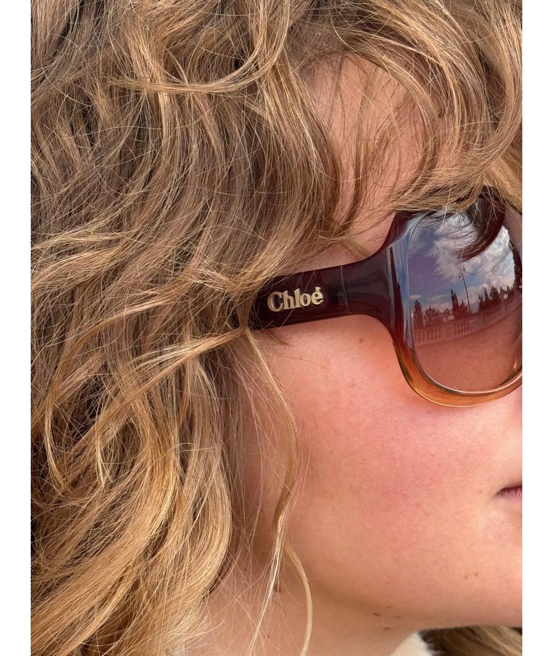 CHLOE Коричневые пластиковые солнцезащитные очки, фото 4