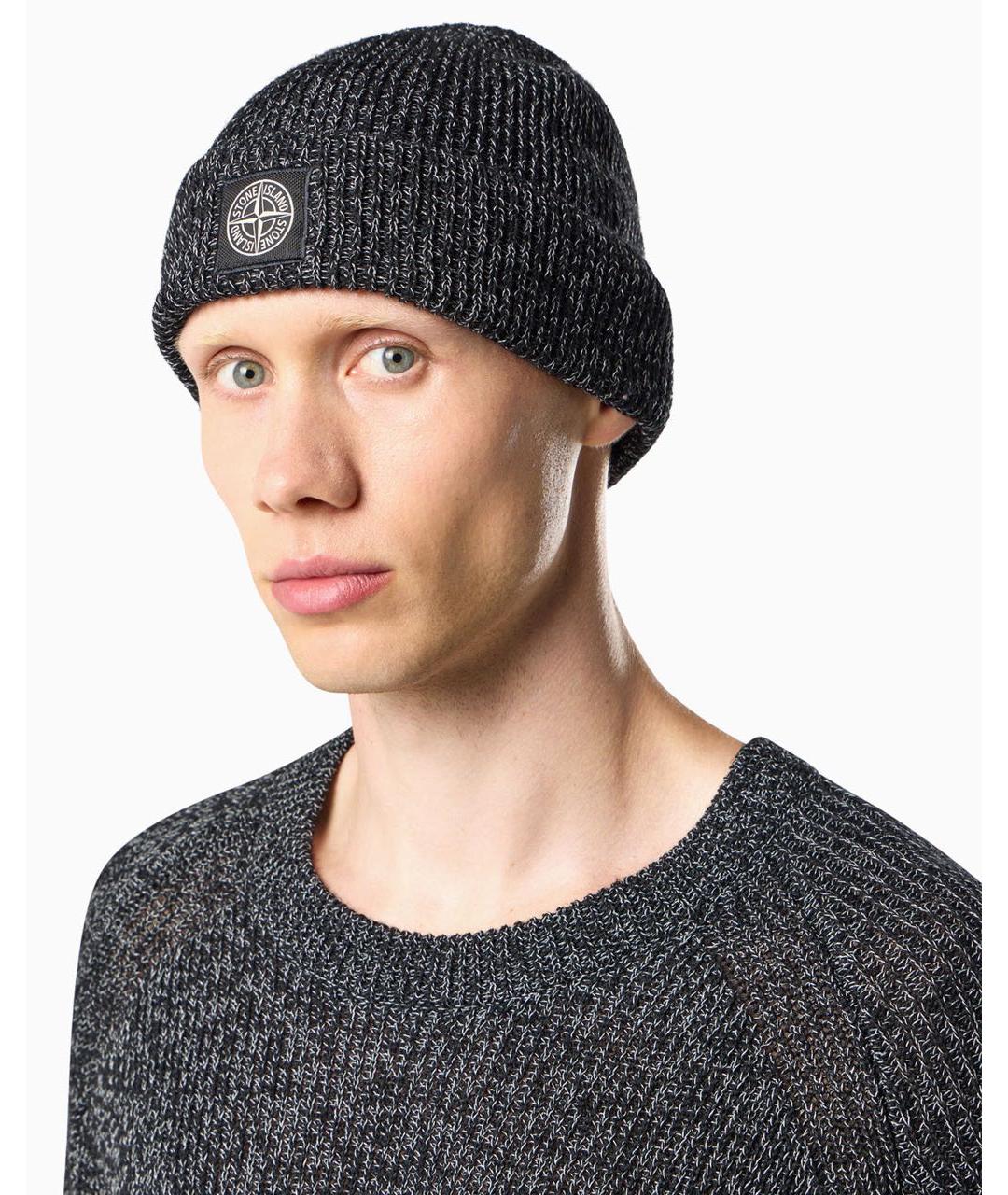 STONE ISLAND Антрацитовая шерстяная шапка, фото 3
