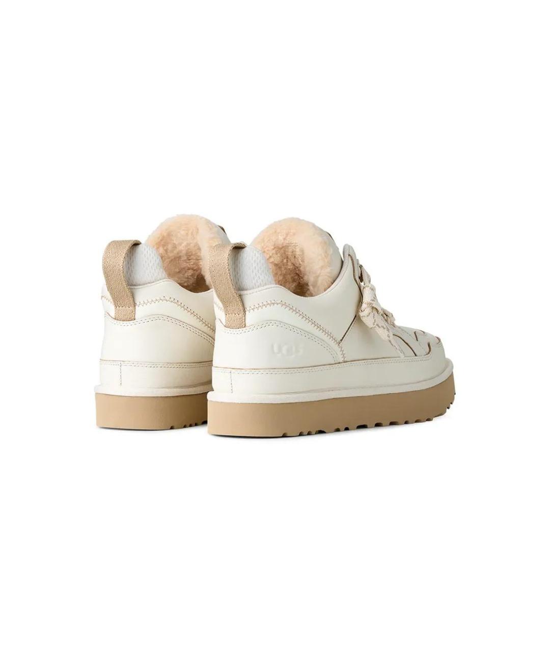 UGG Белые кожаные высокие кроссовки / кеды, фото 3