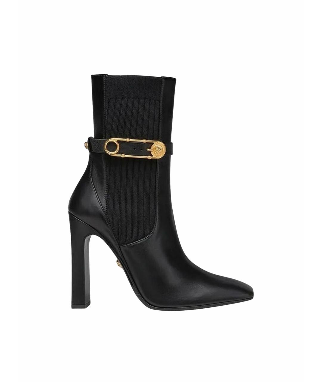 VERSACE Черные кожаные ботильоны, фото 1