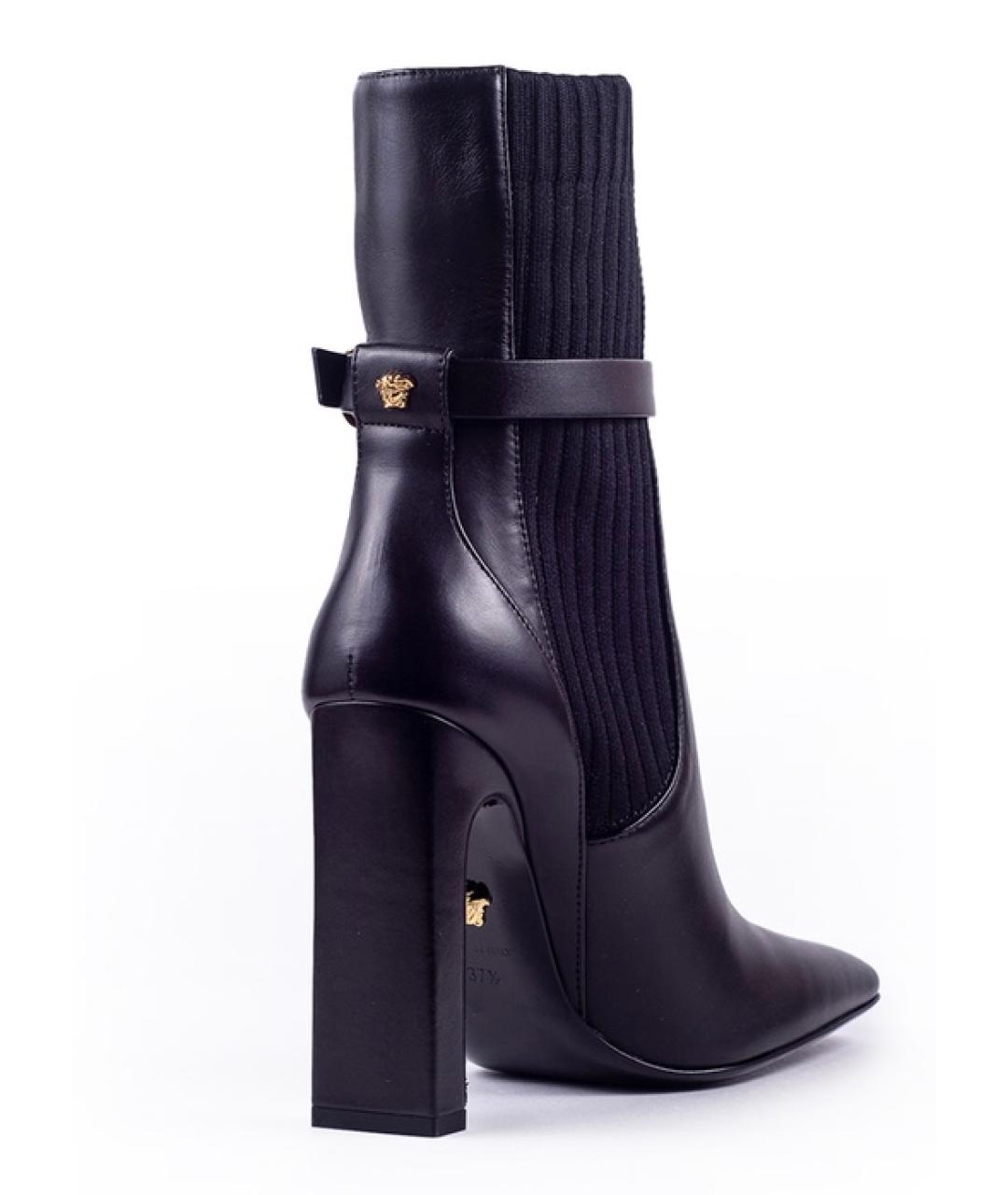 VERSACE Черные кожаные ботильоны, фото 3