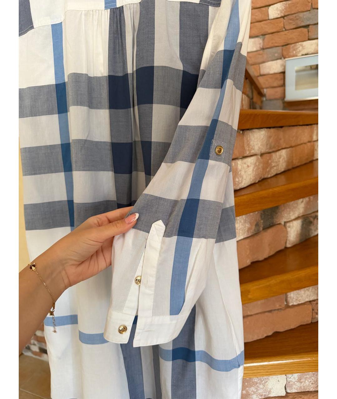 BURBERRY Голубое хлопковое повседневное платье, фото 8