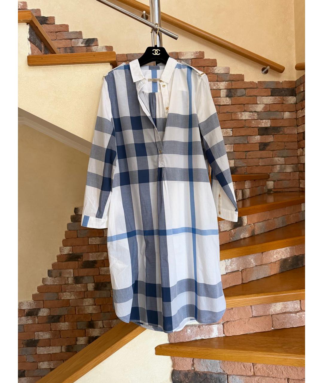 BURBERRY Голубое хлопковое повседневное платье, фото 9