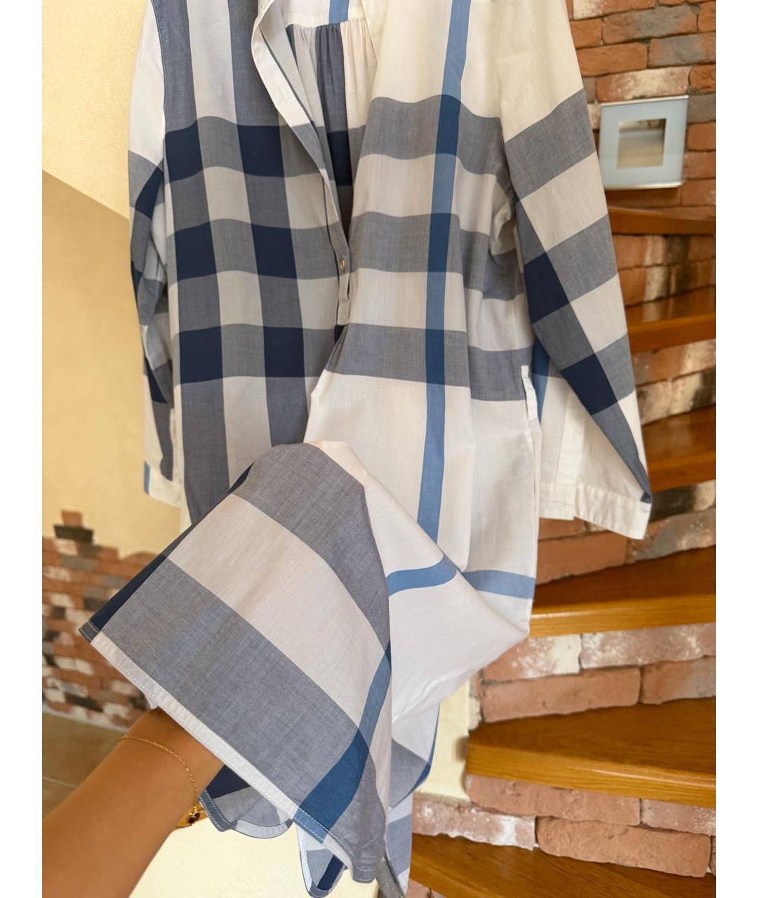 BURBERRY Голубое хлопковое повседневное платье, фото 3