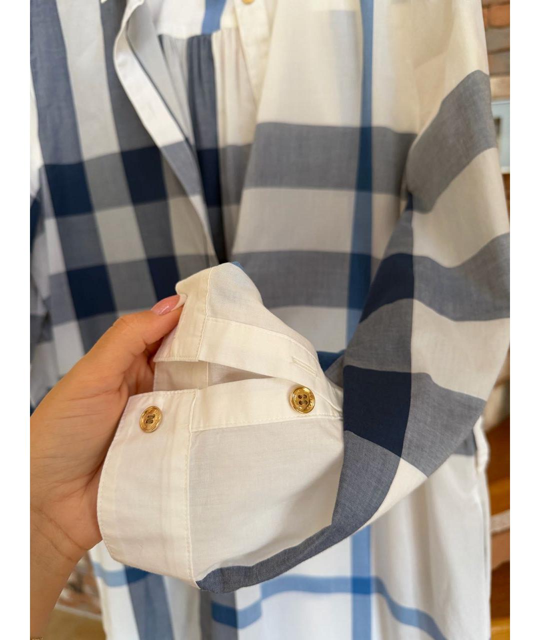 BURBERRY Голубое хлопковое повседневное платье, фото 4