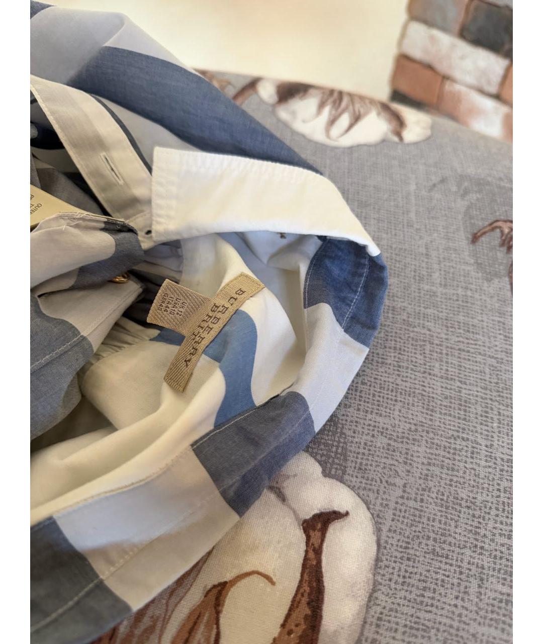 BURBERRY Голубое хлопковое повседневное платье, фото 7