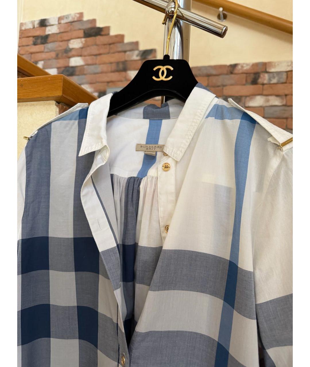 BURBERRY Голубое хлопковое повседневное платье, фото 2