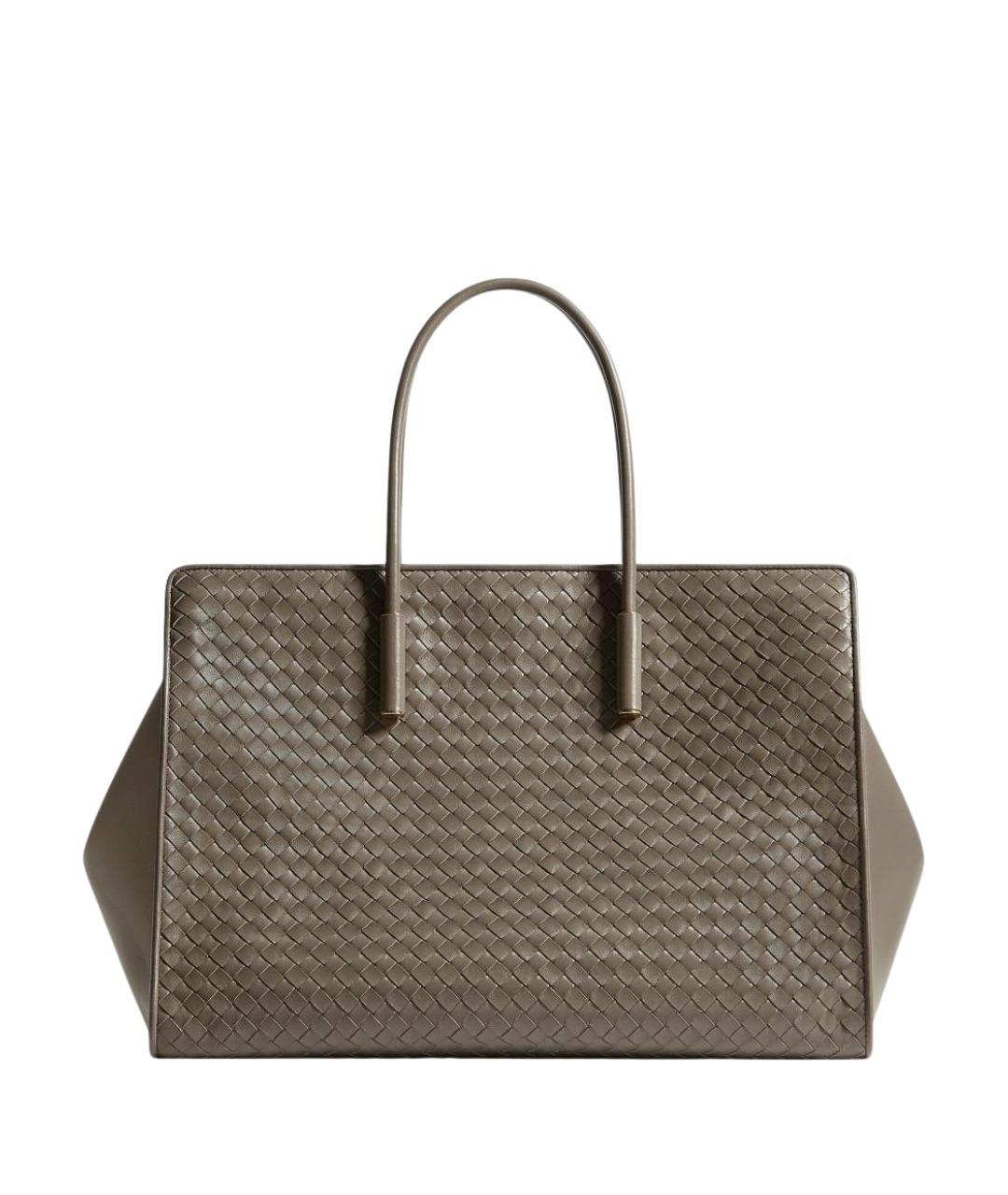 BOTTEGA VENETA Хаки кожаная сумка тоут, фото 1