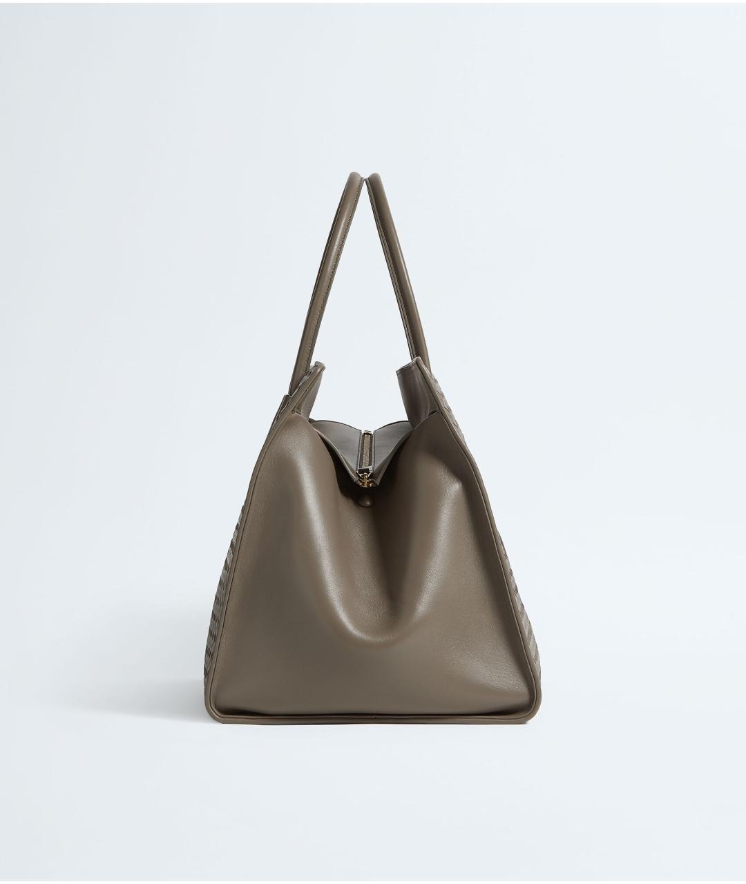 BOTTEGA VENETA Хаки кожаная сумка тоут, фото 4