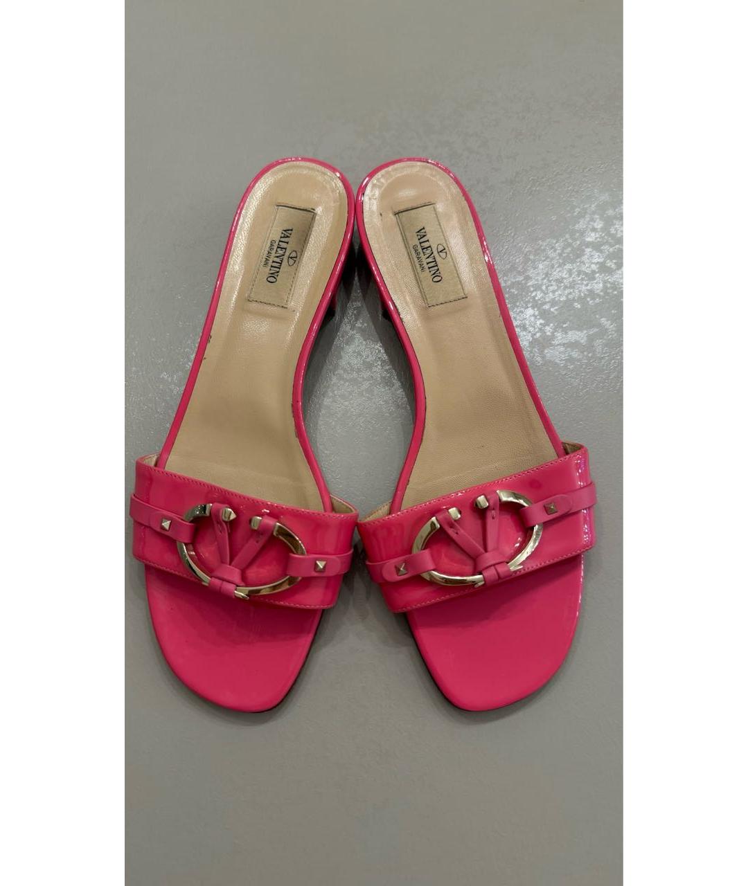 VALENTINO Розовые кожаные мюли, фото 4