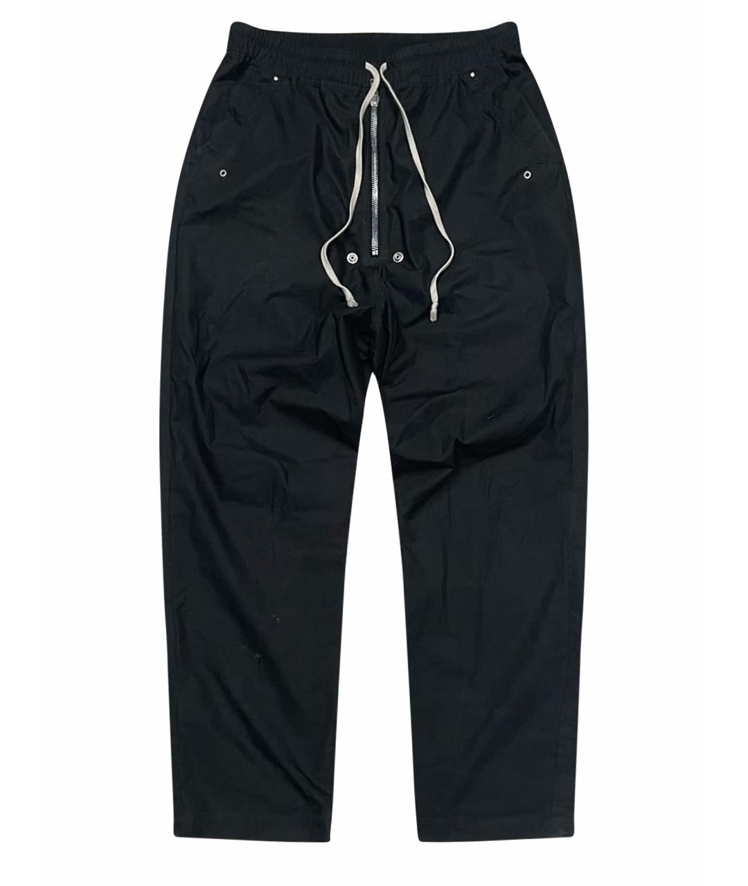 RICK OWENS Черные хлопковые повседневные брюки, фото 1
